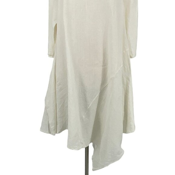 NWT Bryn Walker M Light Linen Naida Tunic Dress White 3/4 Sleeve Asymmetric - Picture 4 of 12